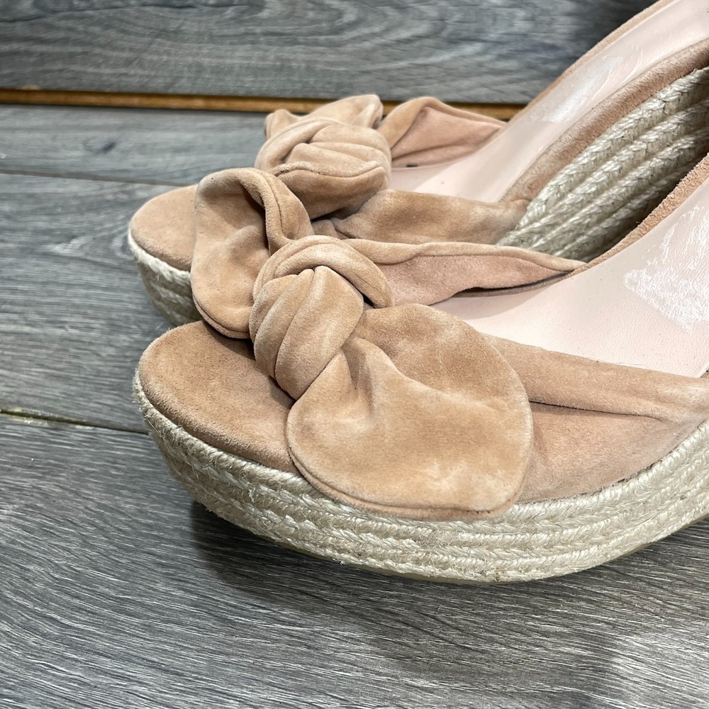 Kate Spade Sandals Womens 8 B Pink Leather Strap Espadrille Wedge Platform New - Picture 2 of 12
